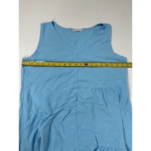 Sea Glass Lane Linen Blend Midi Dress Blue Sleeveless USA MADE L - Picture 6 of 7